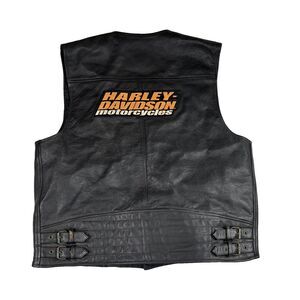 Vintage Harley Davidson Easyriders Bikers Black Leather Vest Jacket Coat XL